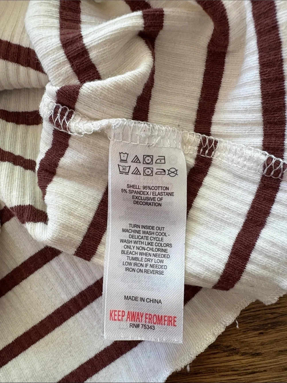 Rachel Zoe Cream Brown Ribbed Stripe Mock Neck Long Sleeve Shirt